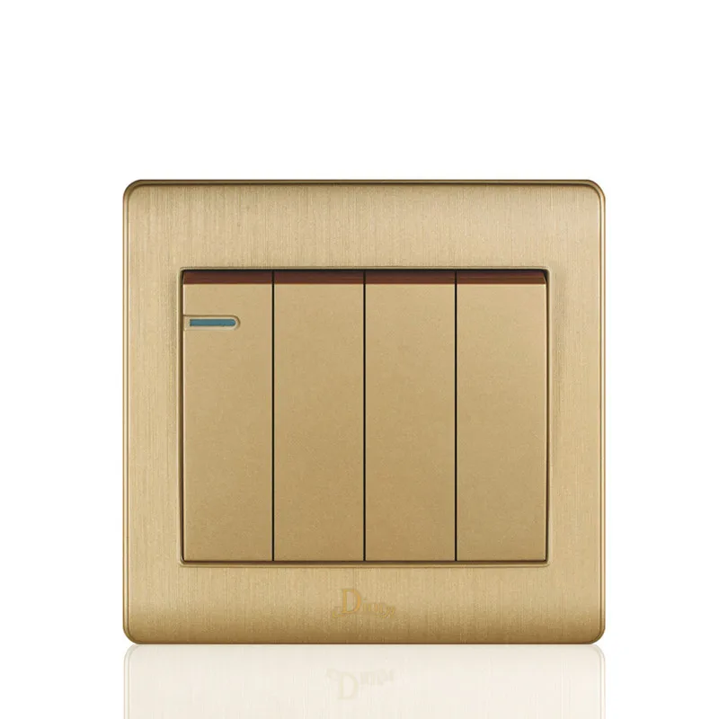 

Darling switch 4 gang 2 way wall switch and gold 10A wall light switch with 86*86 mm electric switch