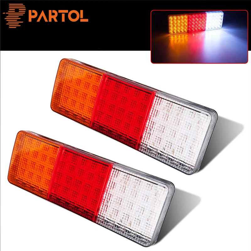 

Partol 2pcs 75 LED Truck Trailer Light Indicator Stop Brake Reverse Tailight Rectangle For Utes Caravans Campers Buses Vans 12V