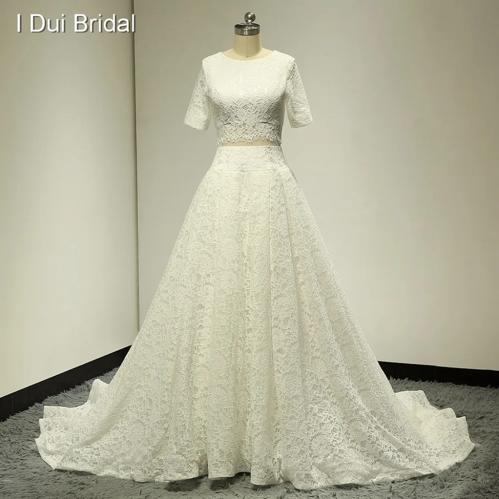 Baju Crop Berenda Gaun Pengantin Foto Asli Kualitas Tinggi Lengan