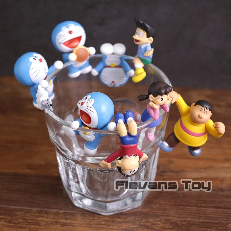 

PUTITTO Doraemon Cup Decoration Nobita Minamoto Shizuka Big G Suneo Mini PVC Figures Toys Cartoon Dolls 8pcs/set Boxed