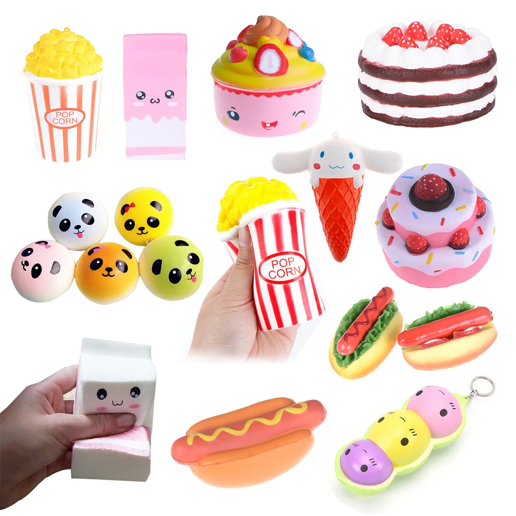 

Milk Box Squishy Cake Bread Popcorn Ice Cream Slow Rising Kids Toy Hand Pillow Hamburger Hot Dog Cloud Squeeze Unicorn Annimal