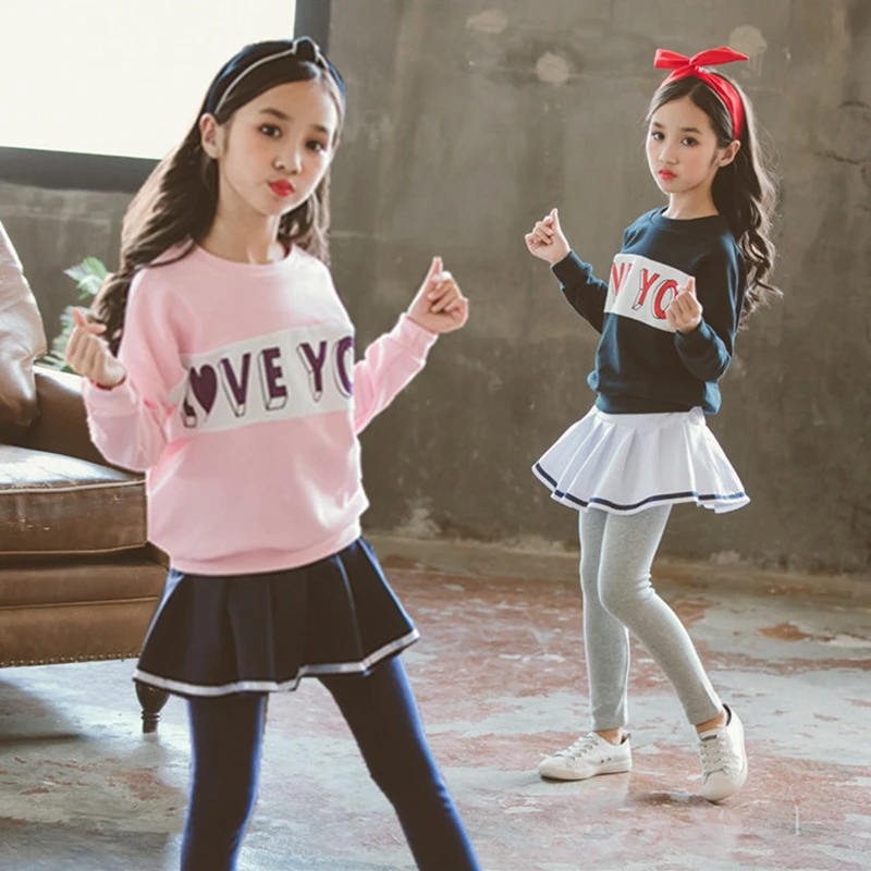 

Kids Tracksuit Girls Suits S Girls Clothing Sets Active Children's Sweatshirts Letter Tops+Pants Skirts Trousers Leggings