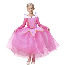 Enfants/карнавальный костюм Спящей красавицы Карнавальные Платья принцессы розовый Костюм Золушки для девочек от 4 до 12 лет