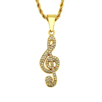 

Hip Hop Jewelry Delicate Musical Note Pendant Necklace for Men Women Music Note Symbol Chain Necklaces & Pendants for Gift#w25