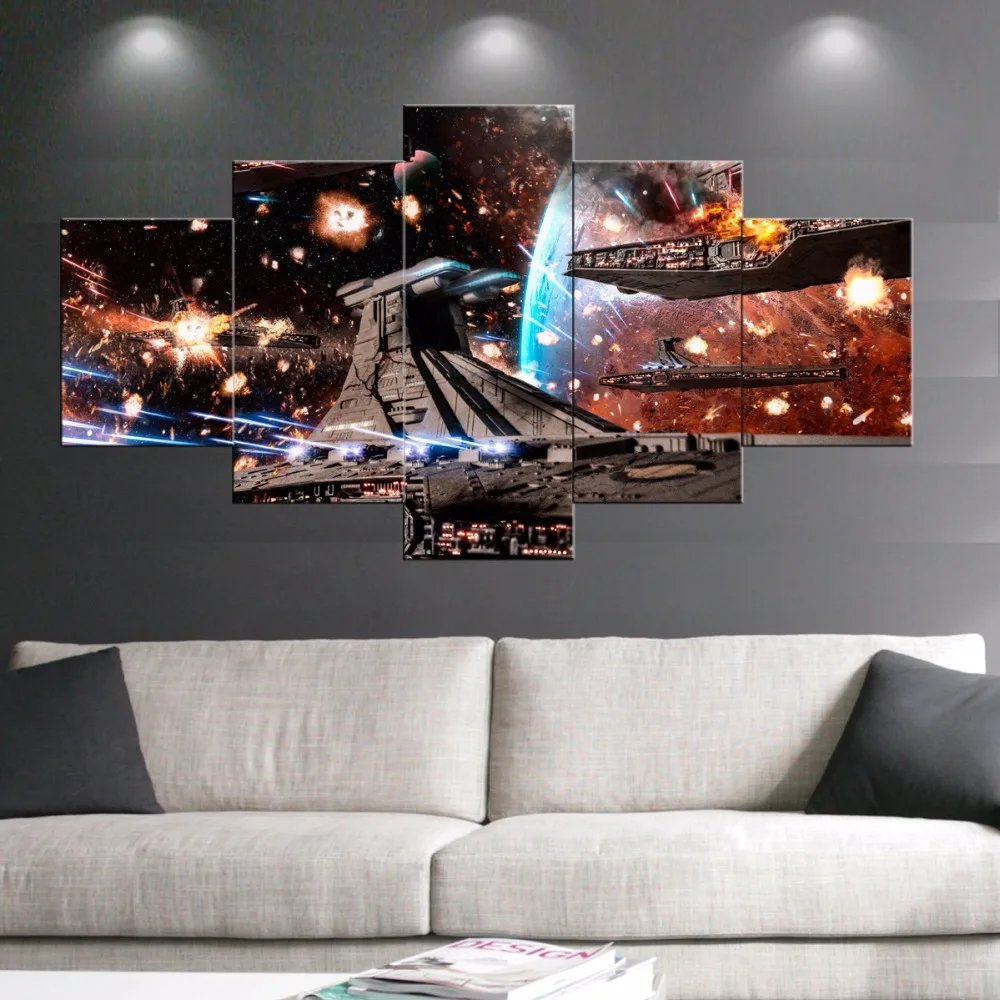 cel Koppeling Stout Modern Art Star Wars Movie Picture Print Poster 5 Piece Canvas Art Framed  Painting For Living Room Wall Picture Modular Pictures - Painting &  Calligraphy - AliExpress