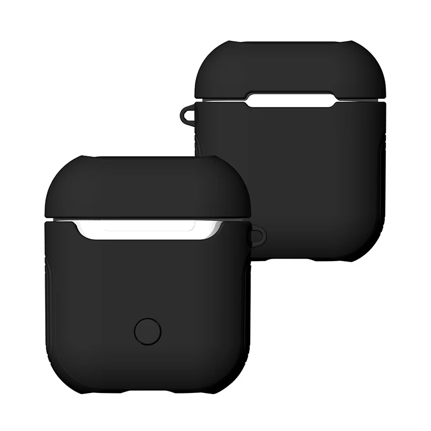 LuxurySilicone чехол для Airpods i7 i9 i10 Чехлы мягкие из кожи TPU+ PC Dual Слои Броня чехол для Airpods 2 Air стручки силиконовые чехлы чехол для наушников - Цвет: black