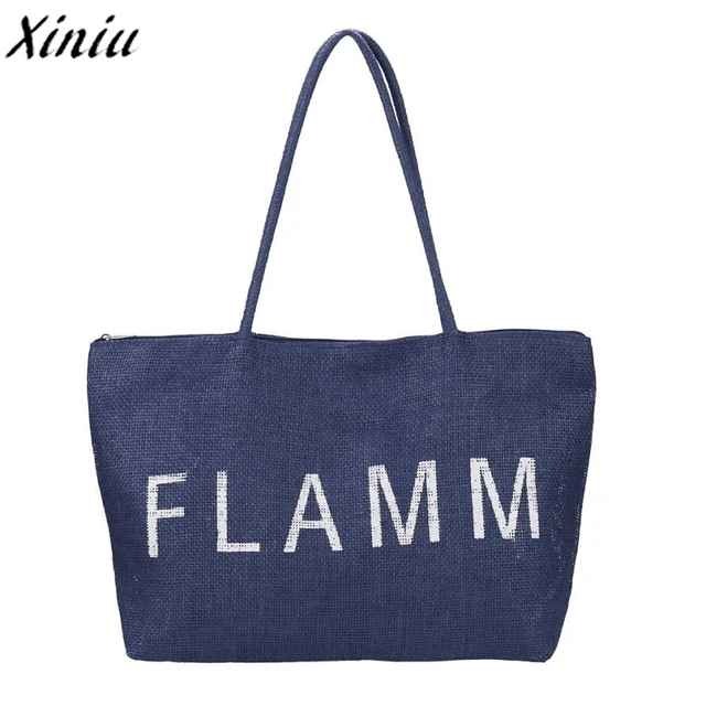 Women Casual Handbag Letters Printing Straw Zipper Shoulder Bag Women Casual Handbag Letters Printing Straw Zipper Shoulder Bag Large Vintage Beach Bolsos Mujer