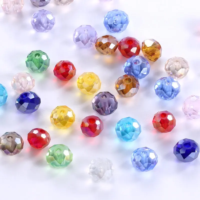 

4-10mm Fashion jewelry beads mixed color shiny glass beads round beads crystal Loose beads for bracelet necklace Jewelry Making