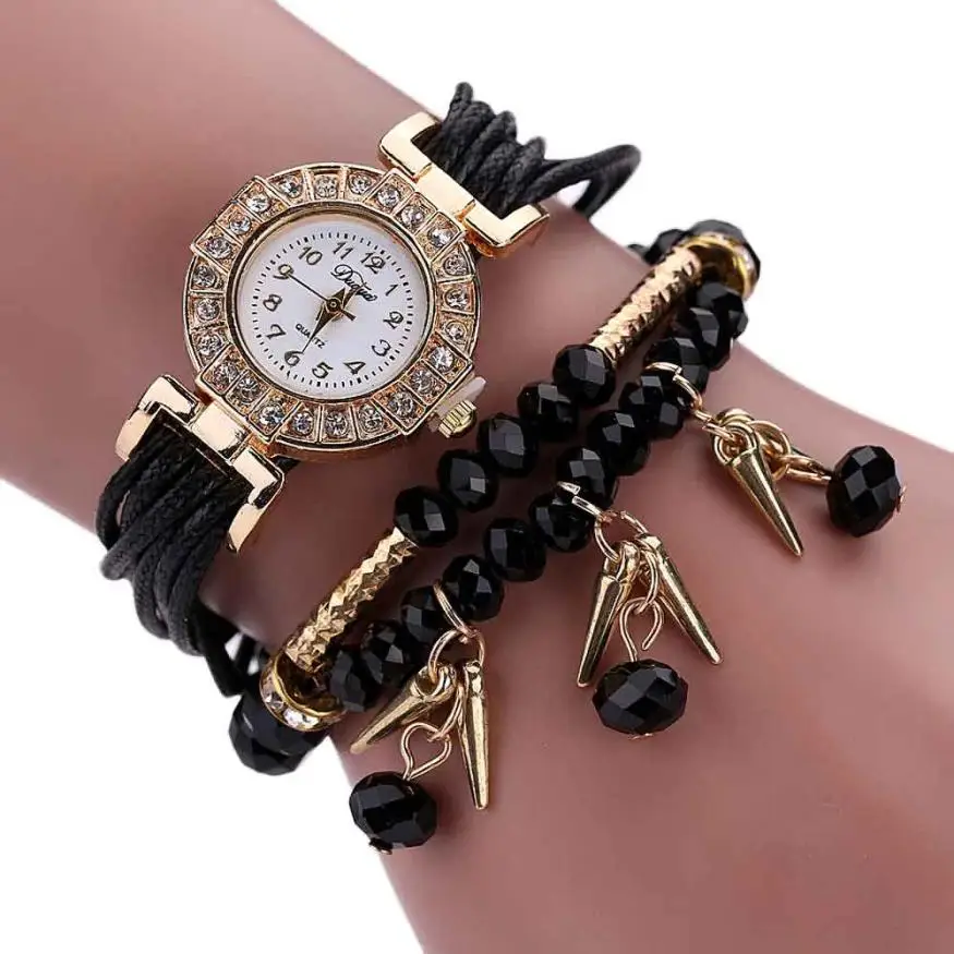 

8 2017Newly Designed Weave Wrap Around Bracelet Watch  Crystal Synthetic Fashion Chain Watch  LEVERT DROPSHIP328