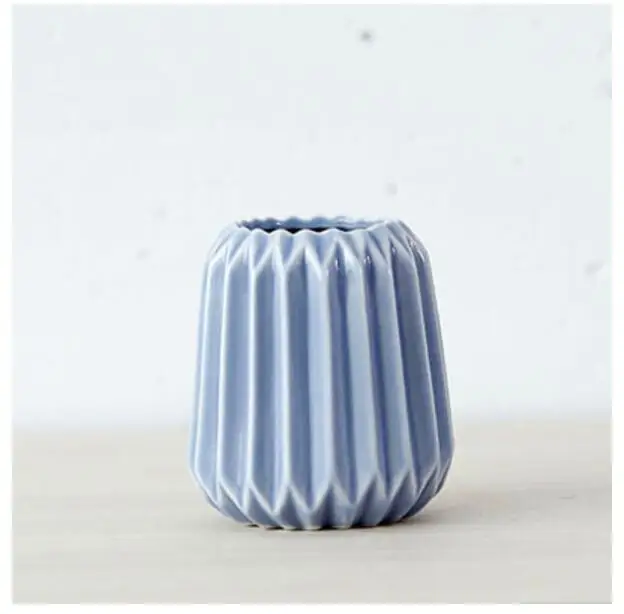 Мини мульти-деформированная настольная керамическая ваза короткая пасторальная стильная растительная небольшая ваза - Цвет: D
