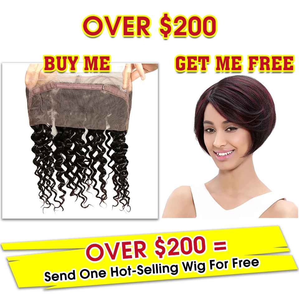 Sleek Brazilian Deep Wave 360 Lace Frontal Closure 100% Remy Human Hair Natural Color Free Part Top Closures 10 to 20 Inches