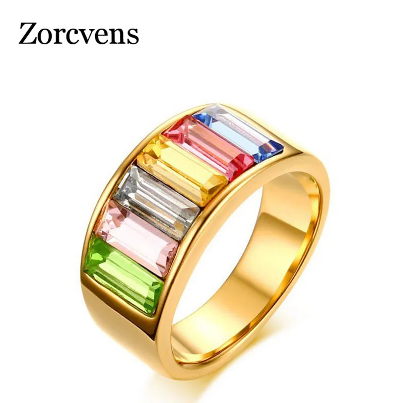 

LETAPI Gold-Color Stainless Steel Rainbow Ring Men and women