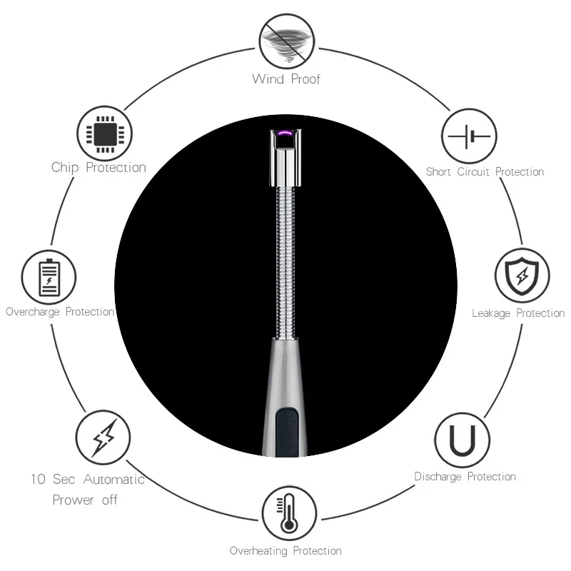 Высококачественный металлический ветрозащитный прикуриватель usb зарядка импульсный плазменный дуговой воспламенитель портативный барбекю электронный воспламенитель