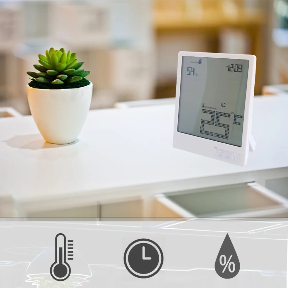 

Digital Temperature Humidity meter Hygrometer Indoor Thermometer Humidity Monitor and time for Most Scenes of Life Gift Box Pack