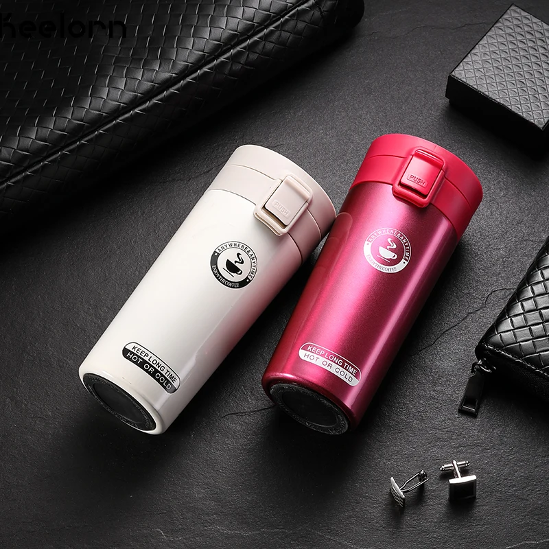Najtaniej Keelorn gorąca sprzedaż podwójna ściana ze stali nierdzewnej termos do kawy kubek kubki butelka termiczna 500ml Thermocup moda termos kubki