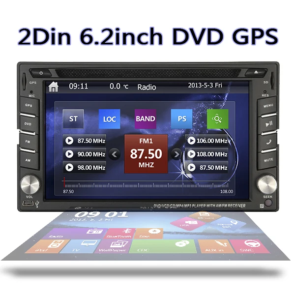 

6.2 inch Built-in GPS Navigation Car headunit double 2DIN In Dash Car Stereo DVD CD Player bluetooth iPod Radio Car unit