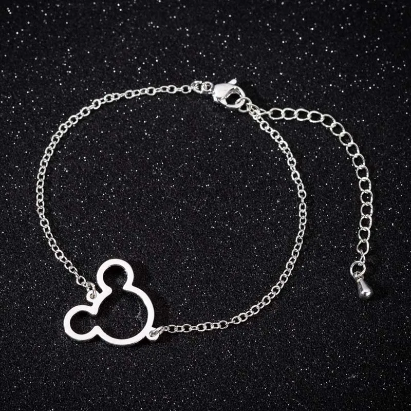 Yiustar Mickey Head Bracelets Cartoon Mouse Bracelets Women Cute Stainless Steel Couple Bracelet for Girls moda mujer 2019 Gifts