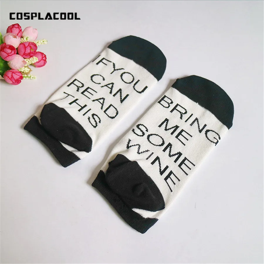 

If You can Read this Bring me Some Wine/Beer Humor Words Printed Socks Funny Socks Unisex Hip Hop Skateboard Sox Valentine Gift