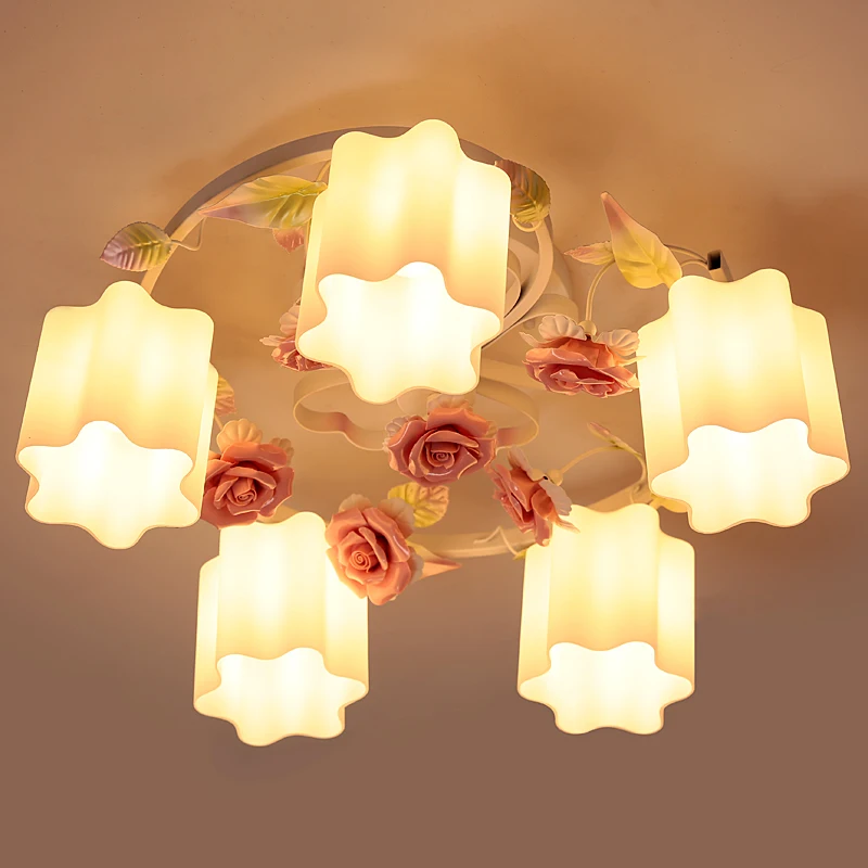 

Romantic atmosphere and creative living room ceiling lobby ceiling lamp warm pastoral style bedroom chandelier hea