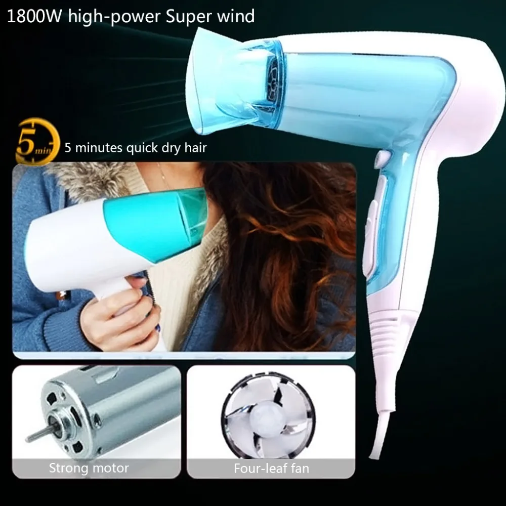 

Surker Mini Professional Hair Dryer Hot & Cold 1800W 220V Travel Fast Heating Large Power EU Plug Portable