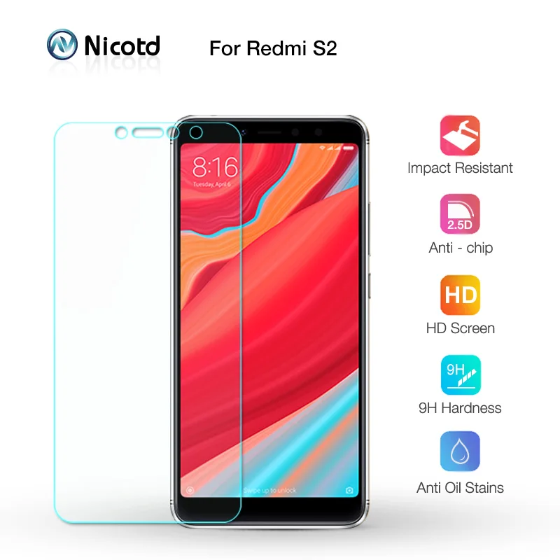 Nicotd Tempered Glass For Xiaomi Redmi S2 5.99 inch 2.5D 0.26mm 9H Premium Screen Protector protective film For Xiaomi Redmi S2 (4)