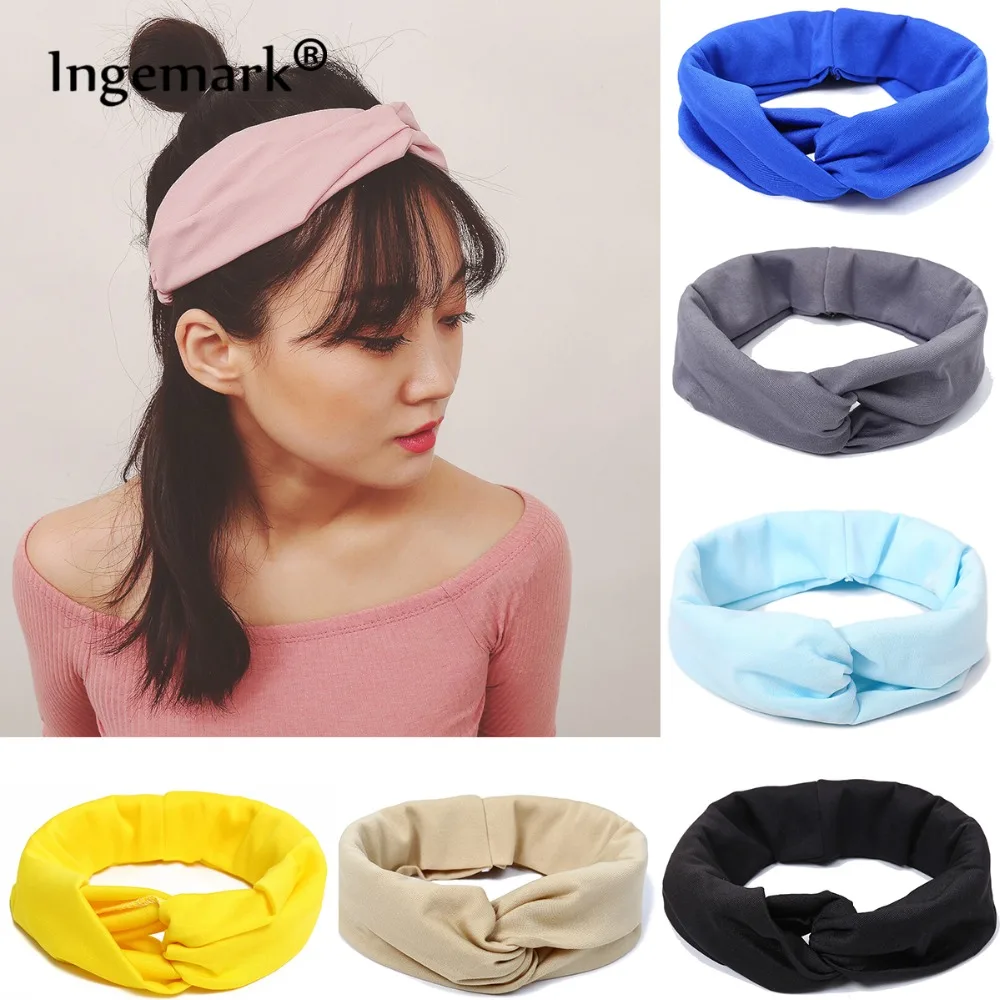 

Ingemark Bohemian Cross Turban Elastic Headband Vintage Cotton Yoga Headbands Headwear Headwrap for Women Girls Hair Accessories