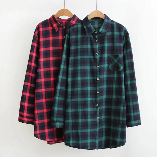 Online Get Cheap Green Plaid Shirt Womens -Aliexpress.com Plus Size XL-3XLRed Green Autumn Women Blouses Casual Blusas Notched Neck Buttons Long Sleeve Tops Print Plaid Shirts Hot Sale - Online Get Cheap Green Plaid Shirt Womens -Aliexpress.com
