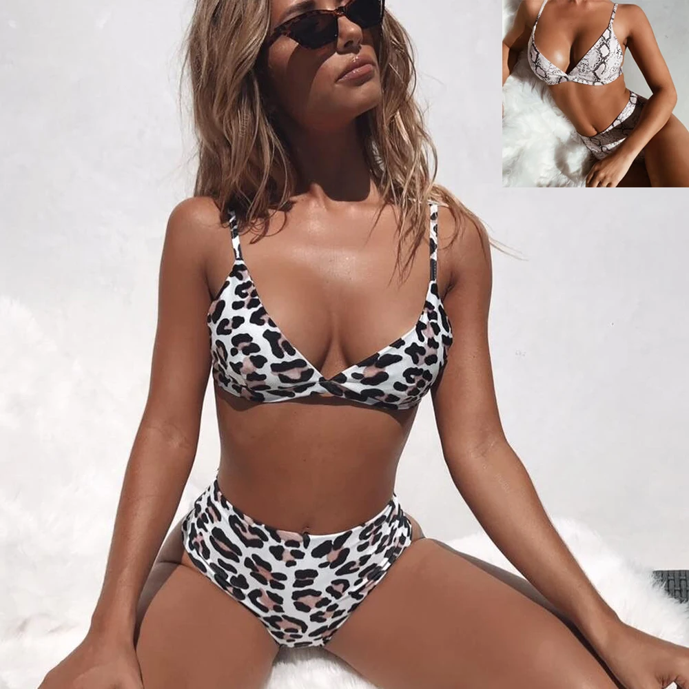 

Fulaigesi Bikini 2019 New hot Sexy Leopard Swimwear Lady Split High Waist Swimsuit Bathing Suit Beach Wear Push Up Biquini set