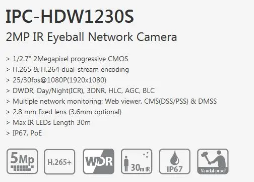 IPC-HDW1230S Features