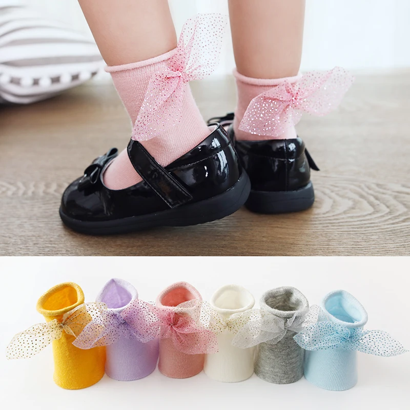 Solid Colour Kids Girls Summer Cotton Dress Socks 1-3 years old SET of 5