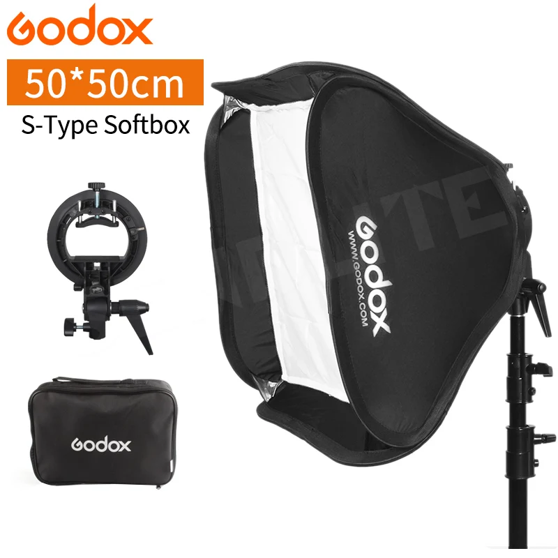 Godox 50*50 см софтбокс 20*20 дюймов диффузор отражатель + S образный кронштейн держатель
