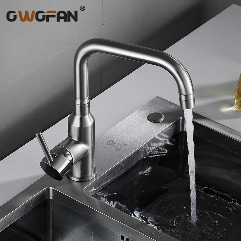 

Brushed Nickel Spray Stream Handle Kitchen Faucet Tap Rotation Mixer Swivel Pull Out Durable Sink Sprayer Single Hole N22-178