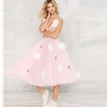 Уникальные Розовые Длинные юбки с мягким белым помпоном модная юбка для женщин Bobbles эластичная длина пола Летняя женская одежда