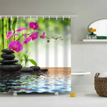 

Creative Digital Zen Scenery Printing Shower Curtain Canvas Fabric Bathroom Shower Curtain Home Bath Mandatory Textile 180x150cm