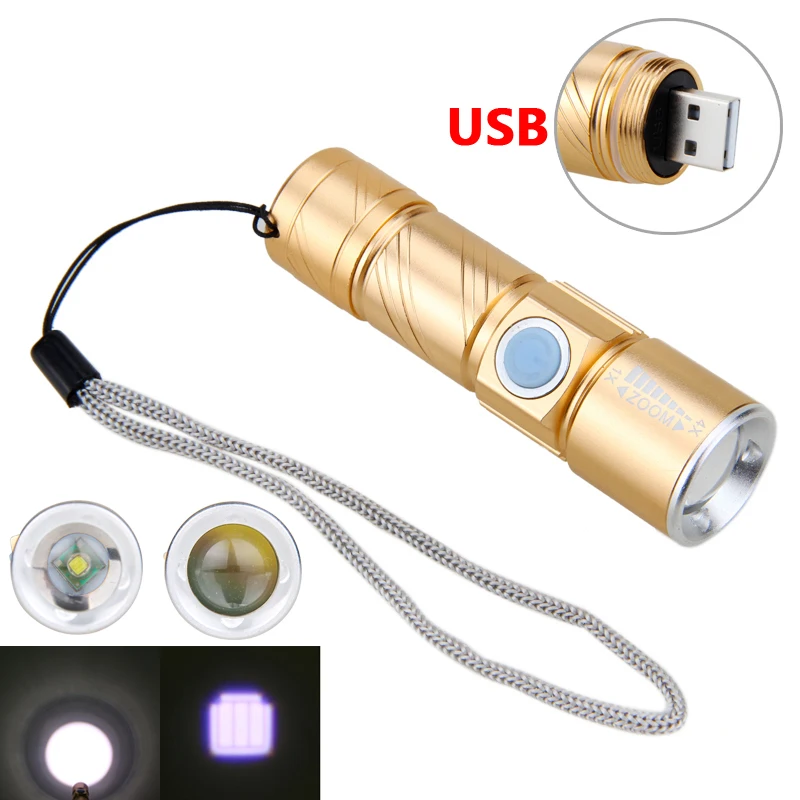 Перезаряжаемые USB велосипед Torch Light 1000lm R5 регулируемый фокус фонарик со встроенным Батарея+ крепление на руль+ задний свет