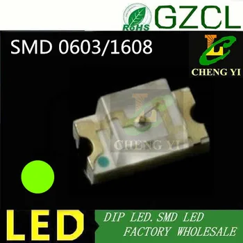 

Free shipping Green 0603 LED 568-575nm 2.0-2.5V SMT LED DIODES 4000PCS