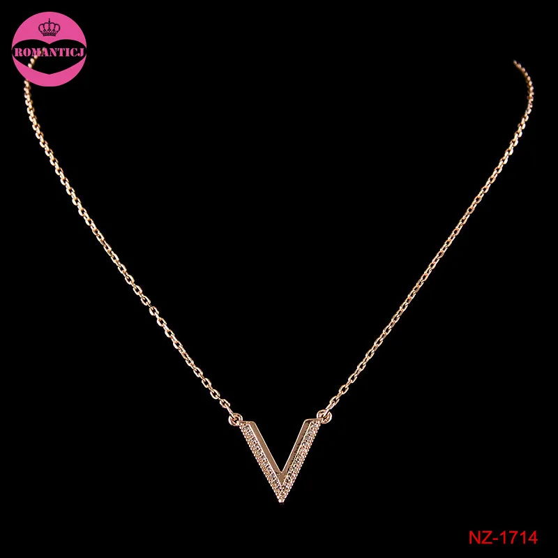 Romantic new V shape rose gold pendant necklace fashion 2017 | Украшения и аксессуары