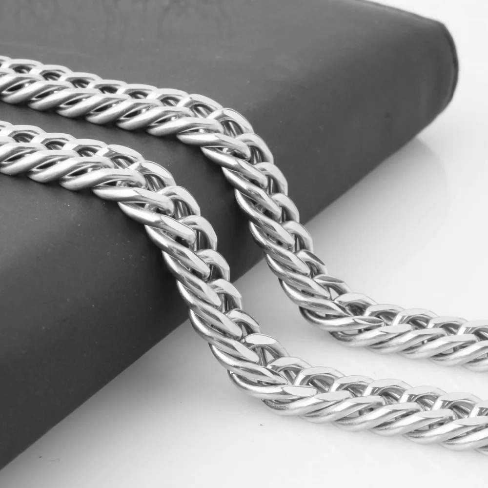 

10mm Silver Color Stainless Steel Curb Cuban Link Chain For Men Male 7-40 Inches Customized Necklace Or Bracelet Jewelry
