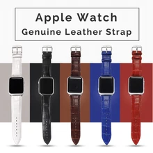 Ремешок из натуральной кожи с металлической пряжкой для Apple Watch 38 мм 42 мм для женщин и мужчин Крокодил Спортивные ремни 40 мм 44 мм iWatch Band