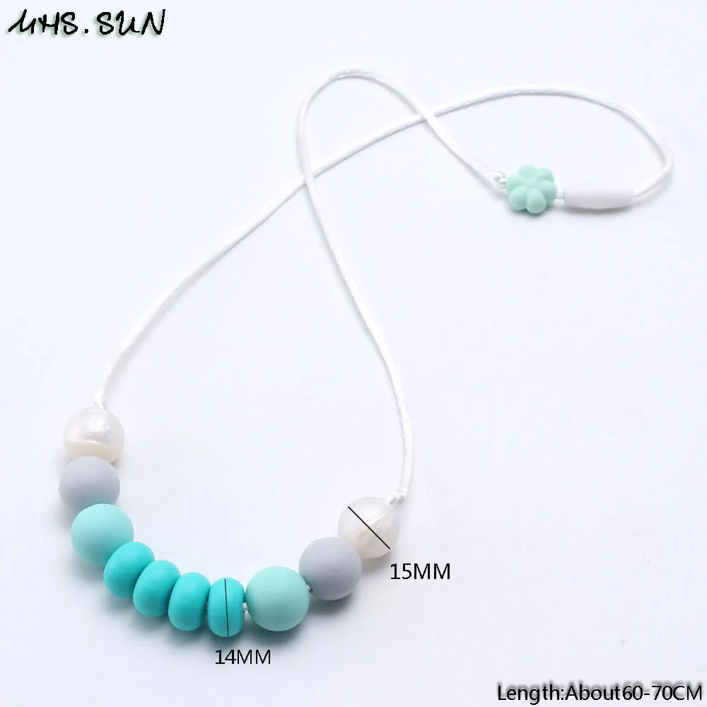 SL276-1Baby and Mom Silicone Round Beads Teething Necklace Food Grade Chewbale Teething Necklace For Breastfeeding Jewelry 1Pcs
