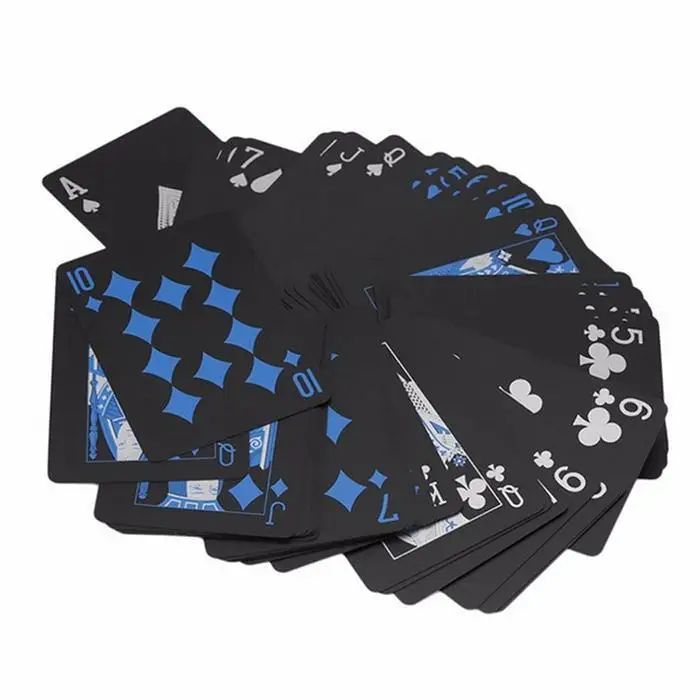 54 шт. водонепроницаемый ПВХ пластиковые игральные карты набор колода покер качество тренд классические фокусы инструмент чистый черный волшебный ящик-упакован