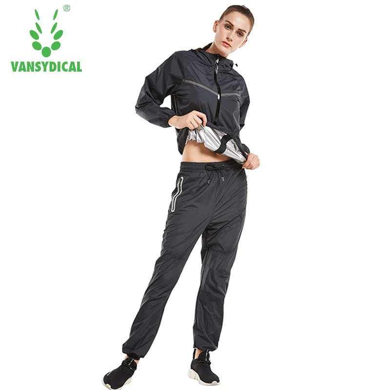 

Vansydical Women Yoga Sweat Suit Workout Sportswear Sports Tracksuit Running Suits Fitness Lose Weight 2pcs Gym Training Suits