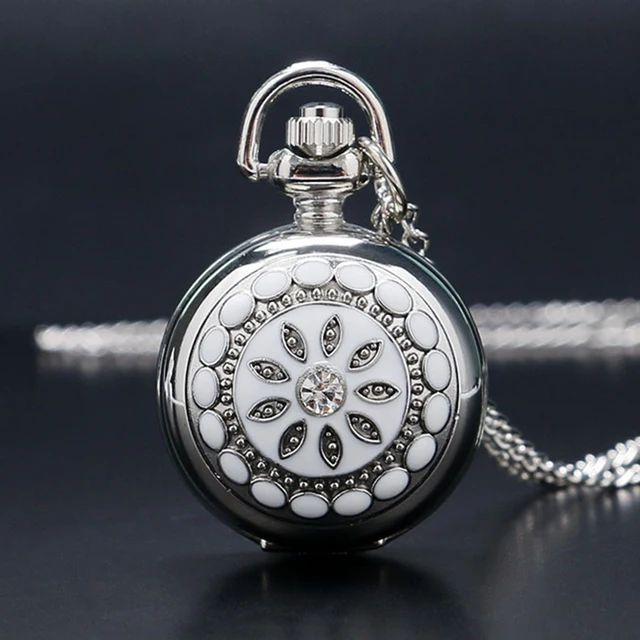 New Cool Lady Ciondolo Fiore D'argento Catena Stile Antico Donne Completa Hunter New Cool Lady Ciondolo Fiore D'argento Catena Stile Antico Donne Completa Hunter