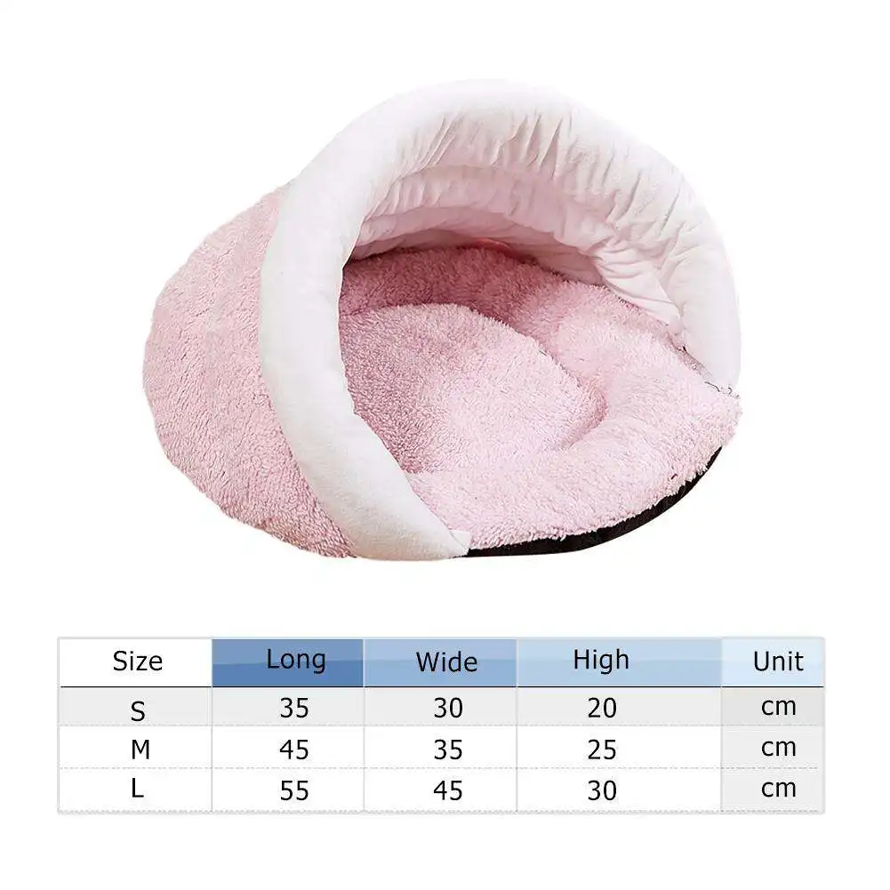 Warm Soft Plush Cats Dogs Cave Kennel House Pets Bed Cushion Cage (Pink S)