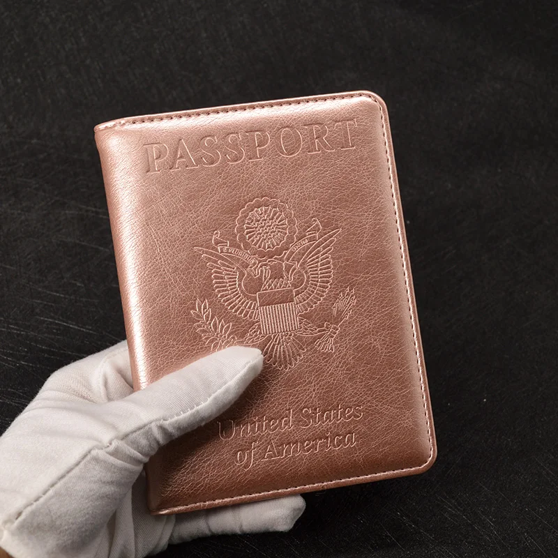 Black Travel Leather Passport Cover Organizer USA Card Case Wallet Men/'s Women/'s