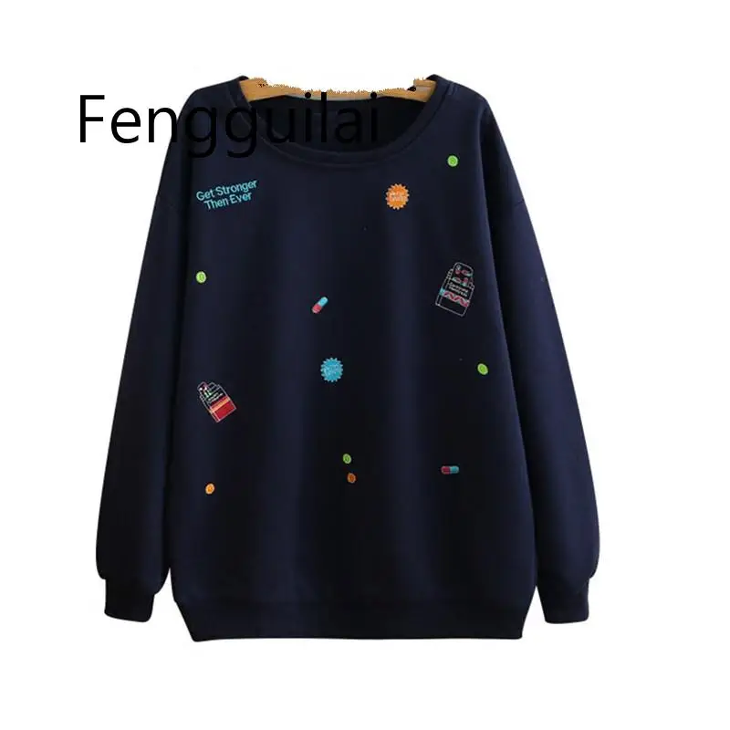 

2019 Winter Autumn Women Loose Hoodies Sweatshirts Large Size XL-4XL Casual Cotton Long Sleeve tracksuit Female Pullover Tops