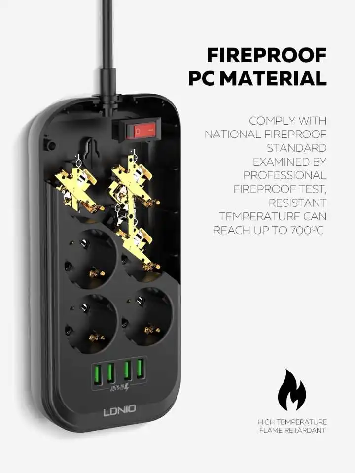 Tomada de Parede Cabo de Carga Tomada de Mesa Plug Cabo Extensão Preto 6 ac Tomada 4usb Carregador Adaptador 3.4a Forphone 2 m Usb ue 27 carga usb tomada de mesa ue plug