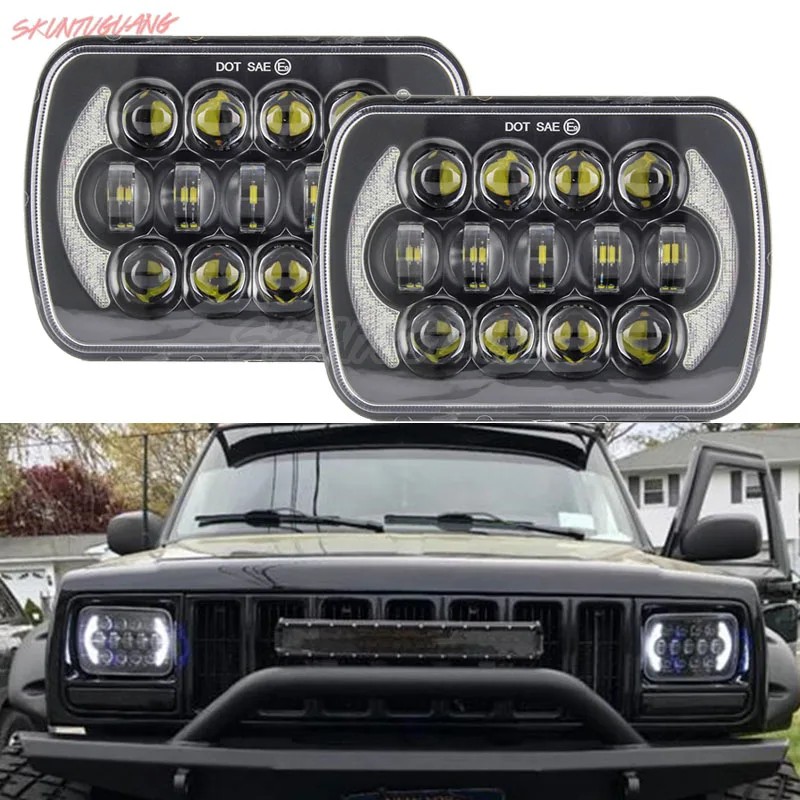 2 шт./пара 5X7 дюйма 85 Вт светодиодный квадратный лампа фары DRL море Луч 7x6 дюймов для