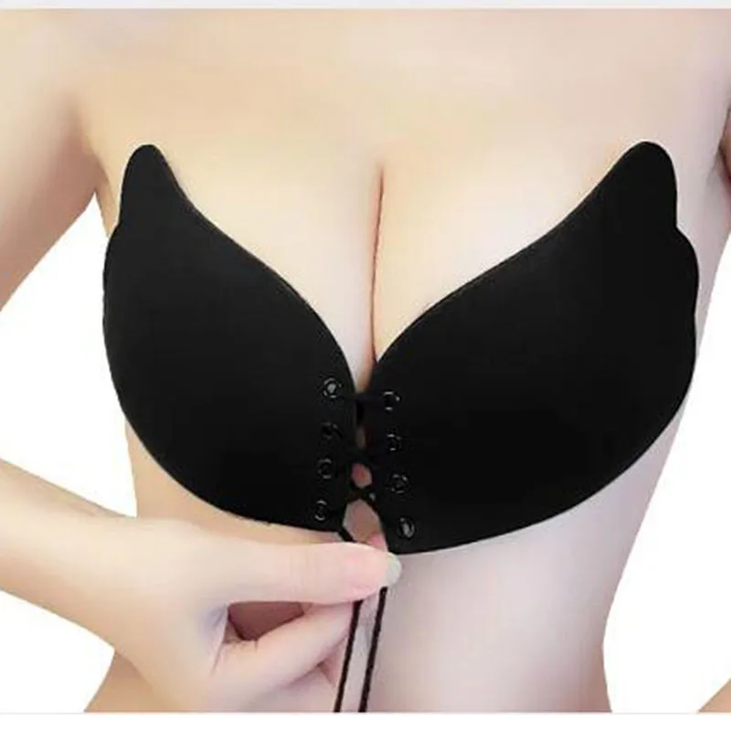 

Wechery Women Silicone Invisible Adhesive Bra Plunge U bralet Seamless Strapless bralette Push Up Sexy Backless Halter Soft bra