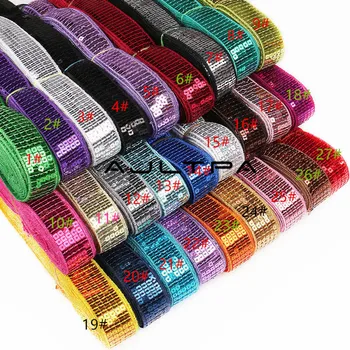 

600Yards 5-Rows 2.5cm Width DIY Square Sequins Ribbon Lace Fabric For Dancing Stage Garments Decoration Hat Embellishments